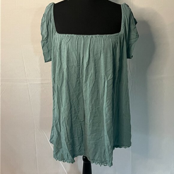 CLEAROUT-O'Neill Womens Dress Green Blue off shoulder Swim cover Up Large - 0132 - Picture 6 of 7